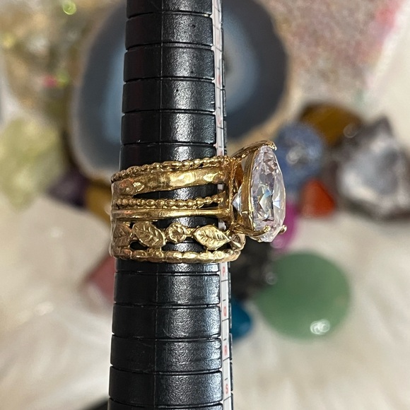 Israel 925 Gold Over Sterling CZ Ring - Picture 13 of 14